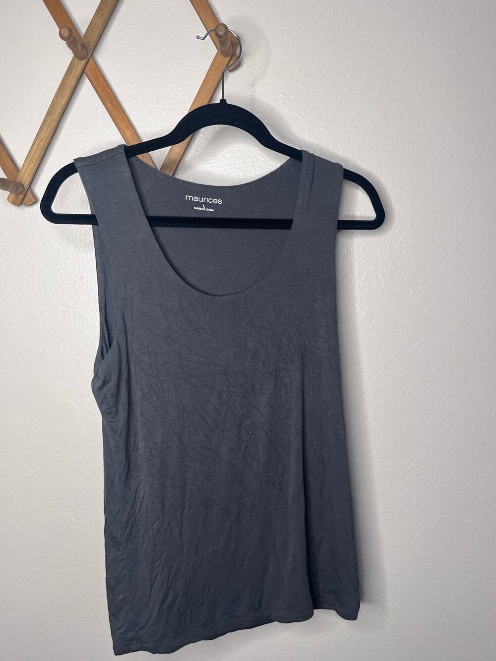MAURICES Charcoal Grey Scoop Neck Essential Tank Top Women Size L